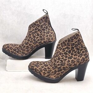 Charleston Shoe Co Size 9 Leopard Print 3" Heel Platform Bootie Ankle Boots
